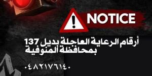 صحة المنوفية تعلن أرقاما بديلة للطوارئ بعد حريق سنترال رمسيس - الكويت الاخباري