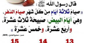 تبدأ من غدٍ الثلاثاء..تذكير بصيام الأيام القمرية لشهر الله المحرم #صيام_الأيام_البيض #المحرم_1447 #الأيام_القمرية #سنة_نبوية #صيام_مستحب #الثلاثة_البيض #صيام_الثلاثة #فضل_الصيام #الأشهر_الحرم - الكويت الاخباري
