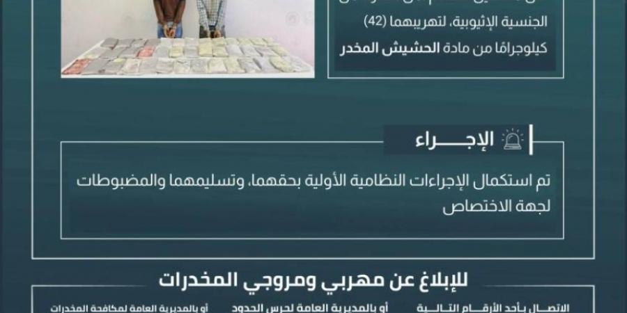 القبض على مخالفين لتهريبهما (42) كجم من الحشيش بـالعارضة - الكويت الاخباري
