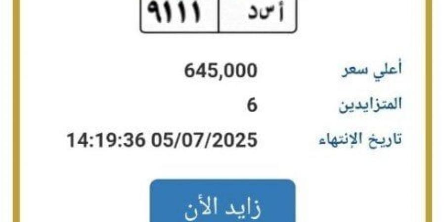 اقتربت من مليون جنيه.. مزايدة نارية على لوحة سيارة مميزة - الكويت الاخباري